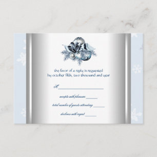 Réponse Mariage Hiver Flocon Bleu Blanc