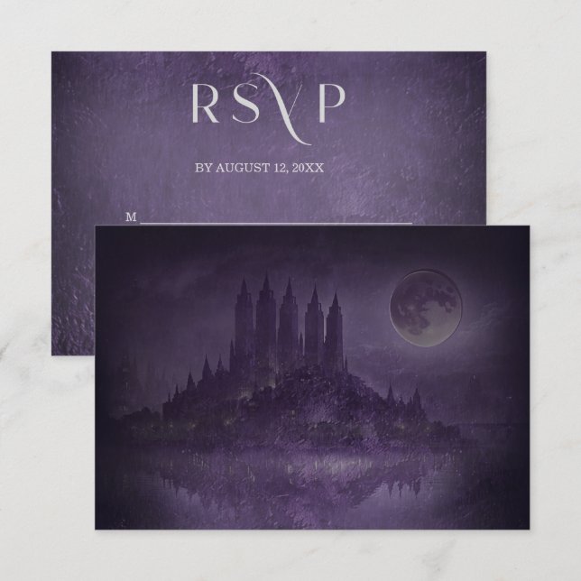 Réponse Mariage Romantique Gothique Argent Violet (Devant / Derrière)