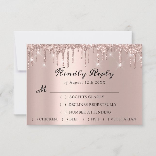 Réponse Mariage Rose Paillettes Baptême Mariage Go (Devant)