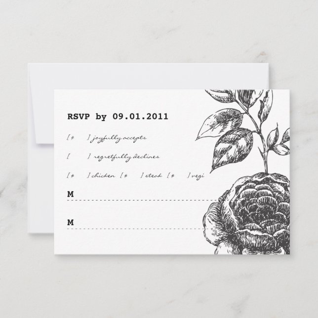 Réponse pour invitation de mariage au jardin de ro (Devant)