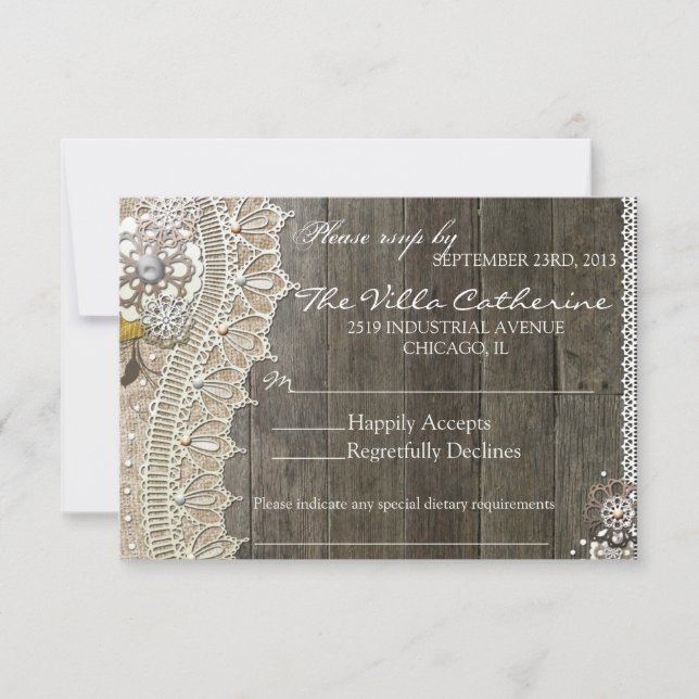 Réponse pour la réception de mariage Rustic Lace B (Devant)
