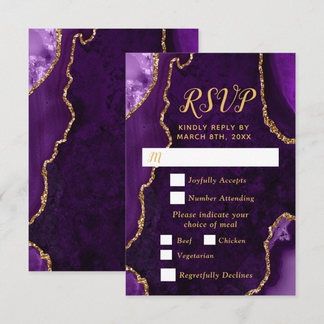 Réponse pour le choix de menu Agate Violet et Or (Devant / Derrière)