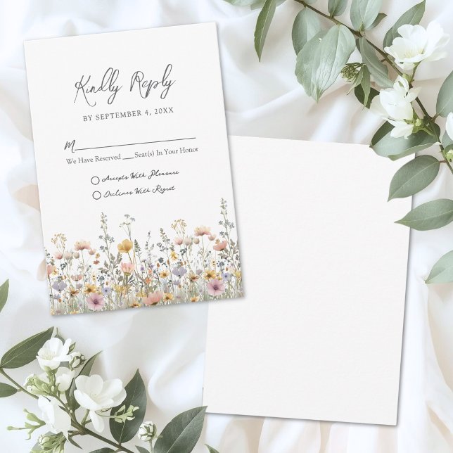 Réponse pour le Mariage Fleurs de Fleur Sauvage (Wildflower Floral Wedding RSVP Card)