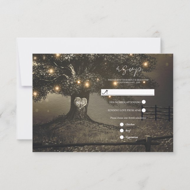 Réponse pour mariage avec arbre rustique vintage e (Devant)