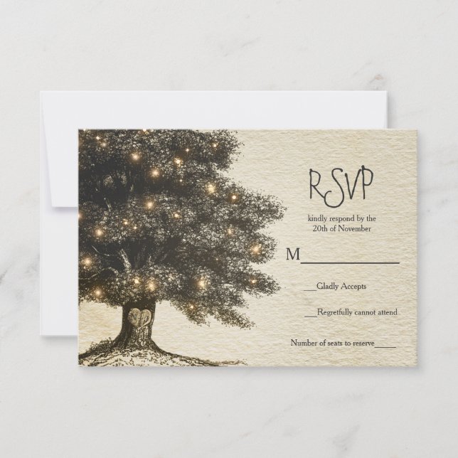 Réponse pour mariage avec arbre rustique vintage e (Devant)