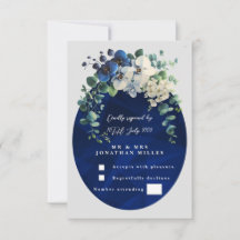 Réponse pour mariage floral botanique bleu marine