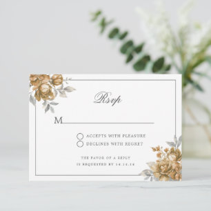 Réponse pour mariage Script Or Naturel Floral Rust