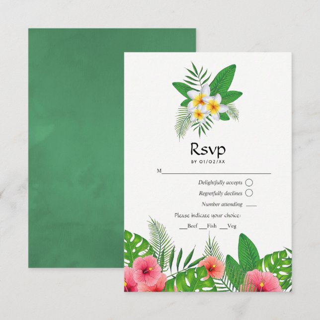 Réponse pour mariage sur la plage aux feuilles tro (Devant / Derrière)