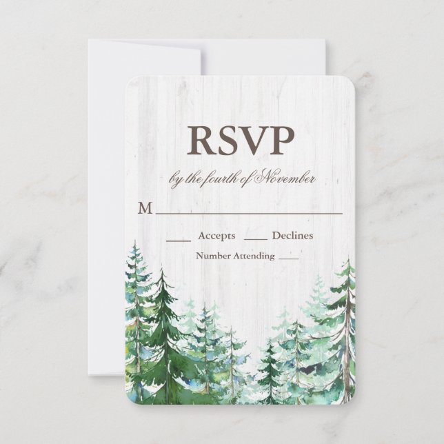 Réponse pour un mariage sous un sapin rustique (Devant)