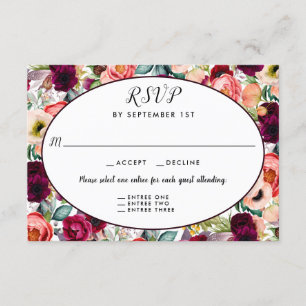 Réponse RSVP 3 Entrées Réception Florale Jardin Ro