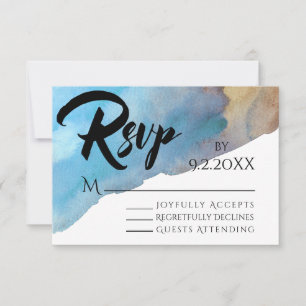 Réponse RSVP à l'aquarelle abstraite de plage bleu
