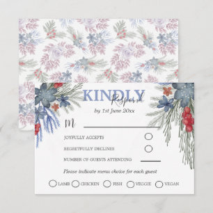 Réponse RSVP aquarelle de mariage de verdure hiver