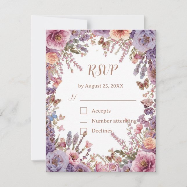 Réponse RSVP avec code QR pour la Lavande Rose Sau (Devant)