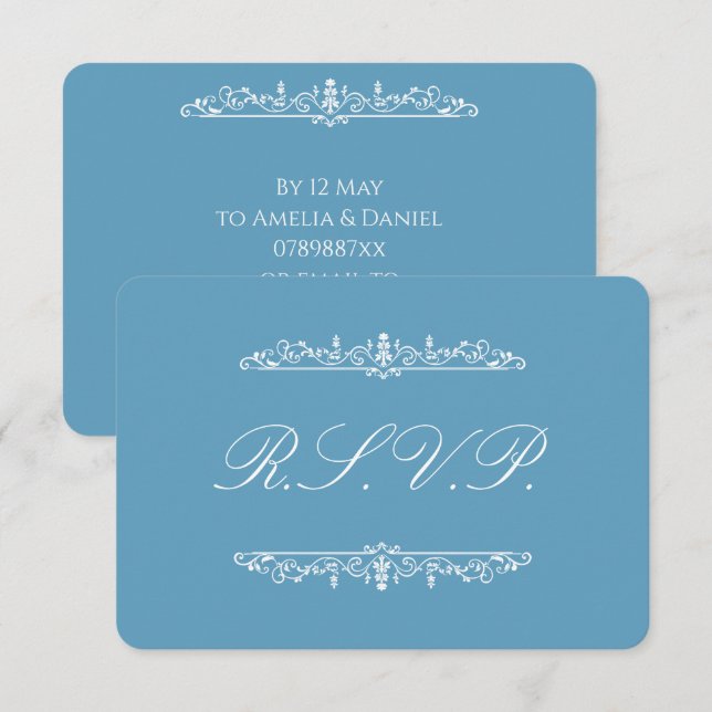 Réponse RSVP Bleu Régence (Devant / Derrière)