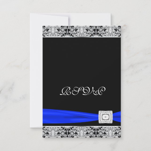 Réponse RSVP bleu royal à dentelle noire (Devant)