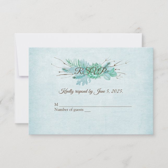 Réponse RSVP bouquet floral turquoise aquarelle (Devant)