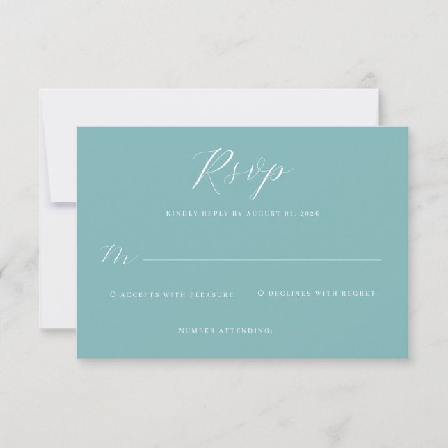 Réponse RSVP Calligraphie Turquoise Élégante (Devant)
