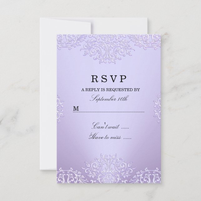 Réponse RSVP damassé vintage violet (Devant)