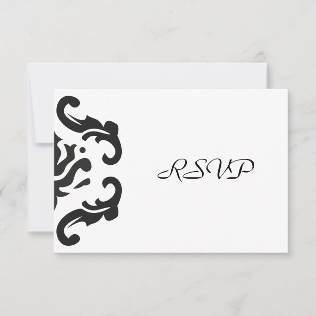 Réponse RSVP dans un élégant damas noir et blanc (Devant)
