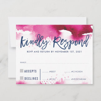 Réponse RSVP dark pink aquarelle repas big