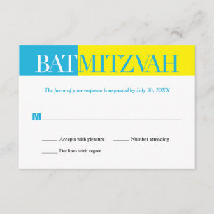 Réponse RSVP de bat mitzvah de bloc de jaune de