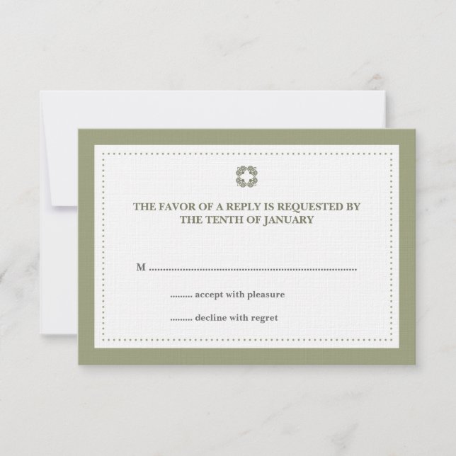 Réponse rsvp de mariage à bordure verte (Devant)