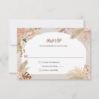 Réponse RSVP de mariage à l'herbe de Pampas Boho