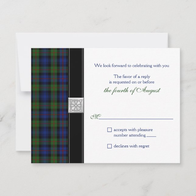 Réponse RSVP de mariage au tartan Murray d'Atholl (Devant)