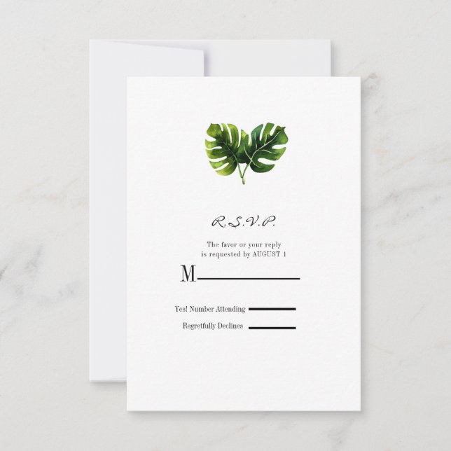 Réponse RSVP de mariage aux feuilles de palmiers t (Devant)