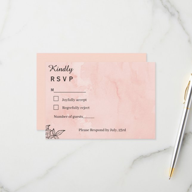 Réponse RSVP de mariage botanique à l'aquarelle pê (Devant/Arrière en situation)