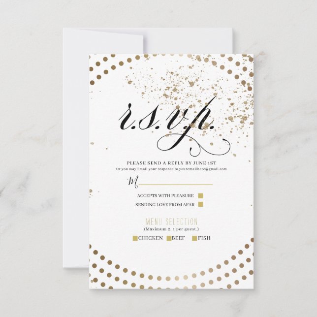 Réponse RSVP de mariage chic moderne en bronze noi (Devant)