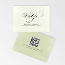 Réponse RSVP de mariage Code QR Script Vert Sauge