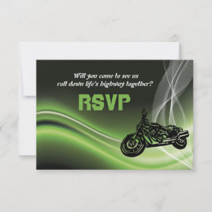 réponse RSVP de mariage de motard/e de route verte
