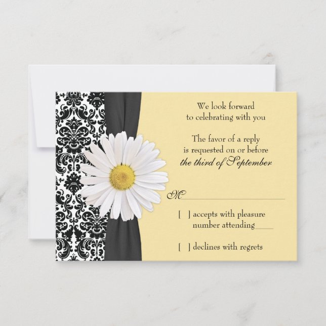 Réponse RSVP de mariage en damassé vintage blanche (Devant)