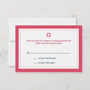 Réponse rsvp de mariage en pointillé de la marine 