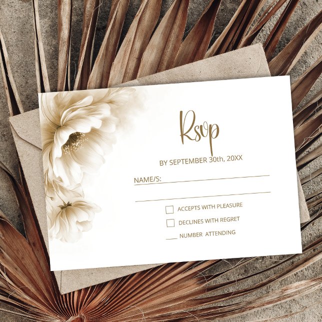 Réponse RSVP de mariage floral neutre rustique (Créateur téléchargé)