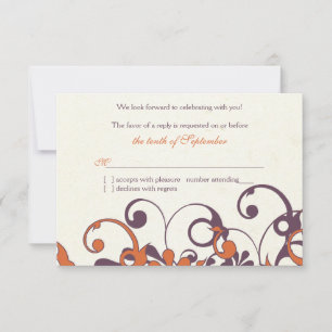 Réponse RSVP de mariage floral orange Automne Pour