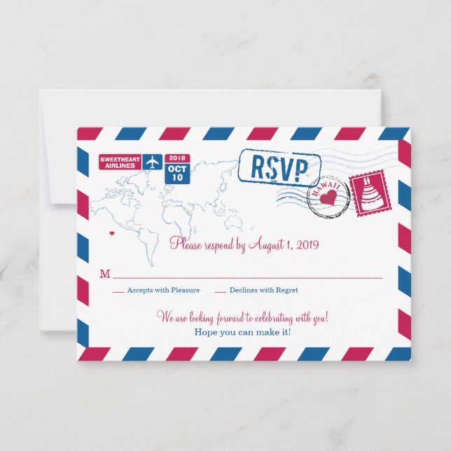 Réponse RSVP de mariage par avion HAWAII (Devant)