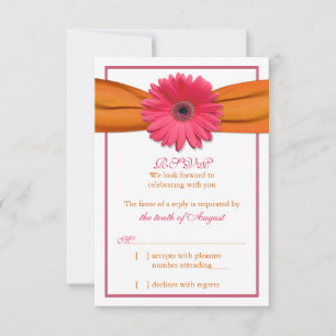 Réponse RSVP de mariage Ruban Orange Marguerite Ge