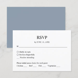 Réponse RSVP de mariage simple minimaliste bleu po