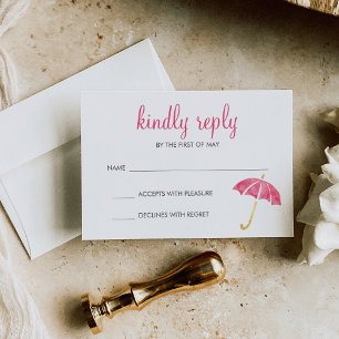 Réponse RSVP du Baby shower parapluie rose