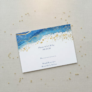 Réponse RSVP Elegant Blue and Gold
