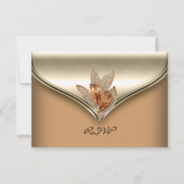 Réponse RSVP Élégant Caramel Beige Or Anniversaire (Devant)