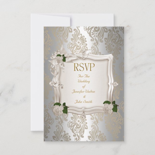Réponse RSVP Élégant Mariage Sépia Rose Blanche Ar (Devant)