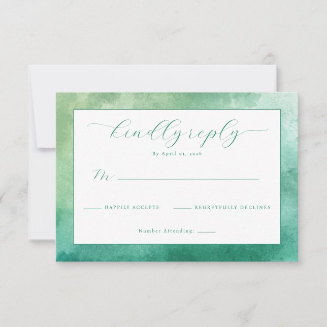 Réponse RSVP élégante aquarelle verte (Devant)