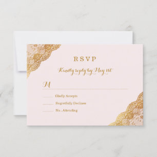 Réponse RSVP en dentelle d'or rose