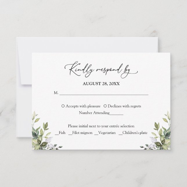 Réponse RSVP Eucalyptus Aquarelle Verdure (Devant)