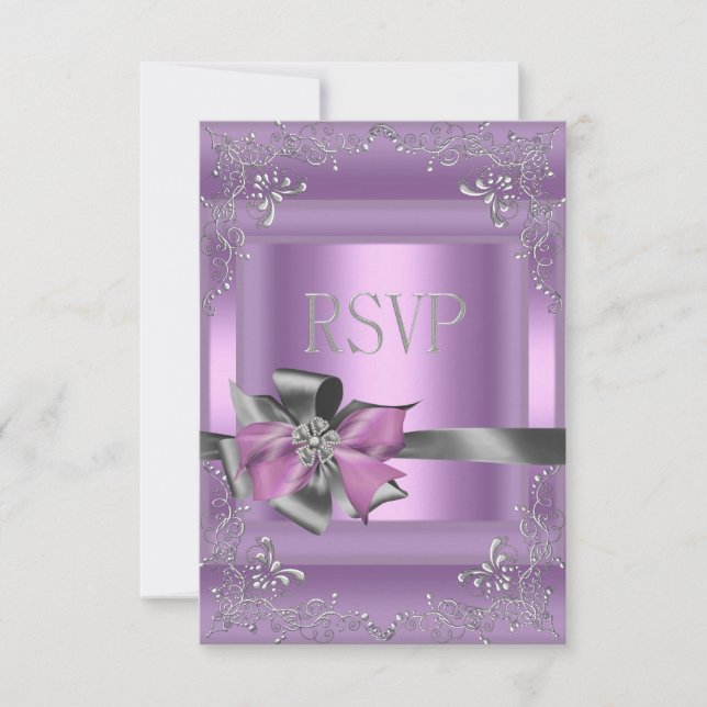 Réponse RSVP Fête 21ème Lilac Rose Gris Argent (Devant)