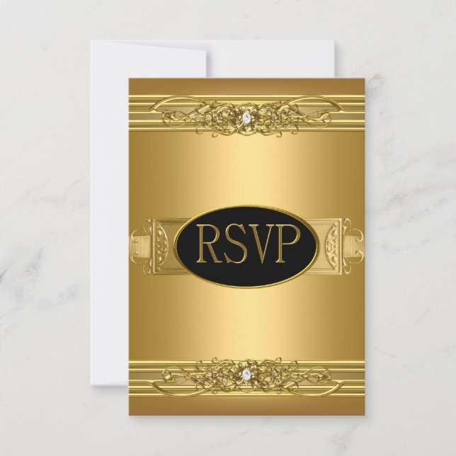 Réponse RSVP Fête d'anniversaire Or Diamant (Devant)