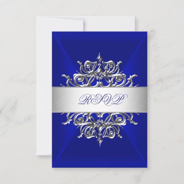Réponse RSVP Fête d'anniversaire Royal Bleu sur Ar (Devant)
